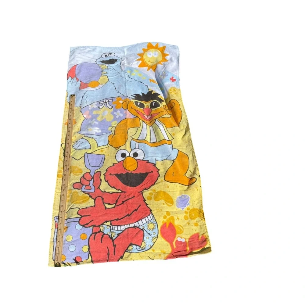 Vintage 1999 Sesame Street Beach Towel Elmo Cookie Monster Ernie 43x22 Kidcore